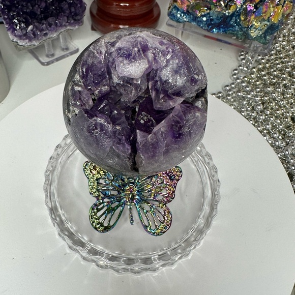 Brazilian Amethyst “Purple Ice” Druzy Small Sphere - 65.54MM - BRAMYSPH-001 - Picture 3 of 9